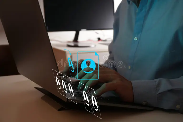 effective-recruitment-human-resource-management-technology-hr-manager-touching-network-structure-checks-cv-online-to-364856946